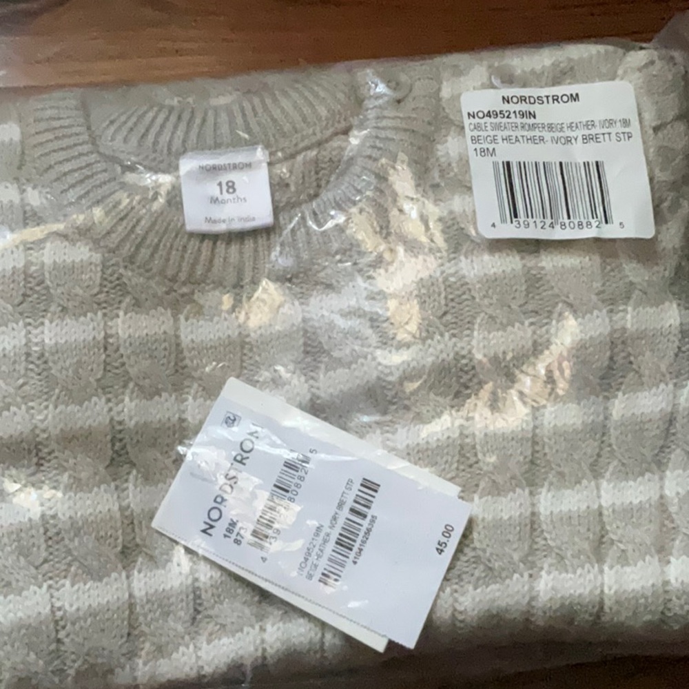 NWT Striped Cable Knit Sweater Romper Sz. 18M